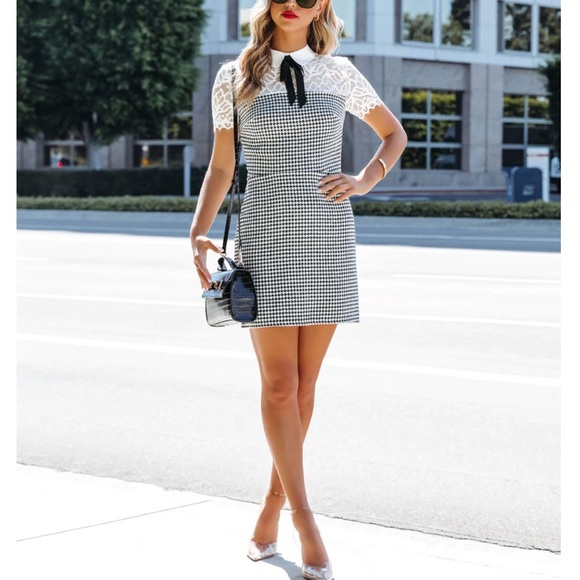 Vici Dresses & Skirts - NWT VICI PARIS ON MY MIND HOUNDSTOOTH CONTRAST MINI DRESS SIZE L